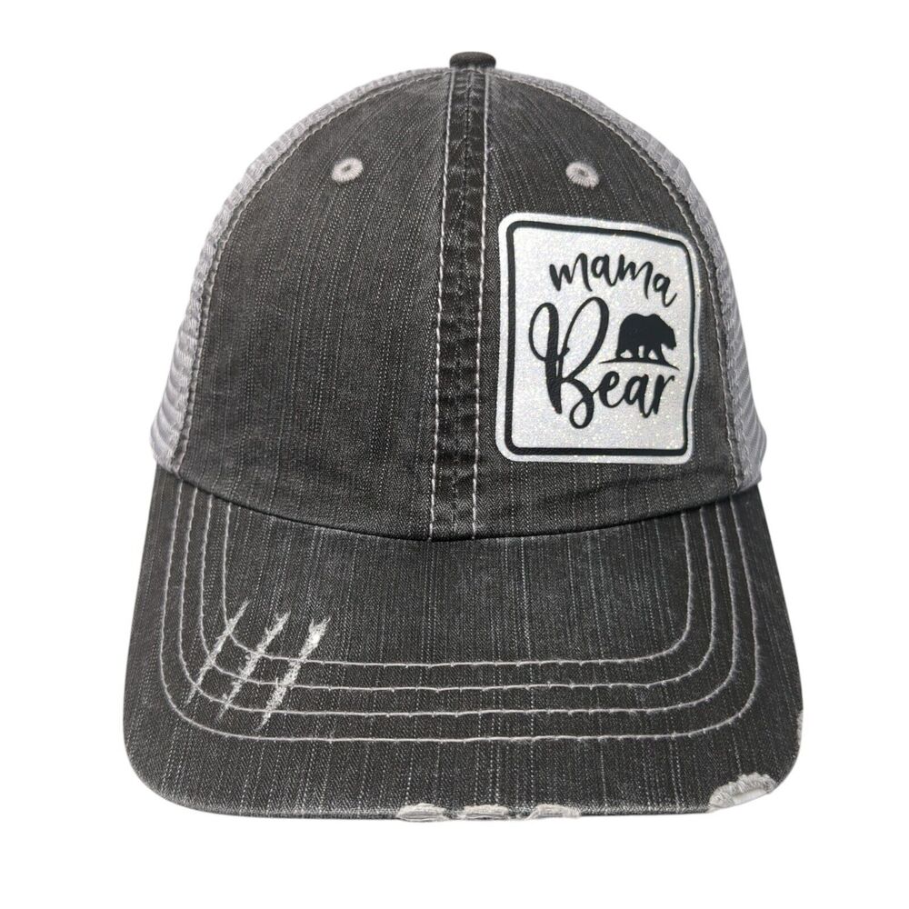Mama Bear Strapback Trucker Hat Gray One Size Mesh Back Adjustable HG